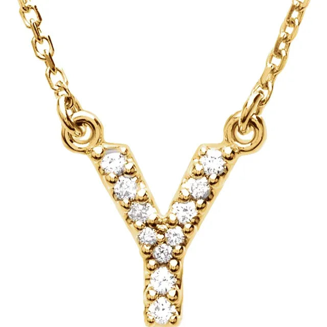 Small Natural Diamond Gold Initial Necklace