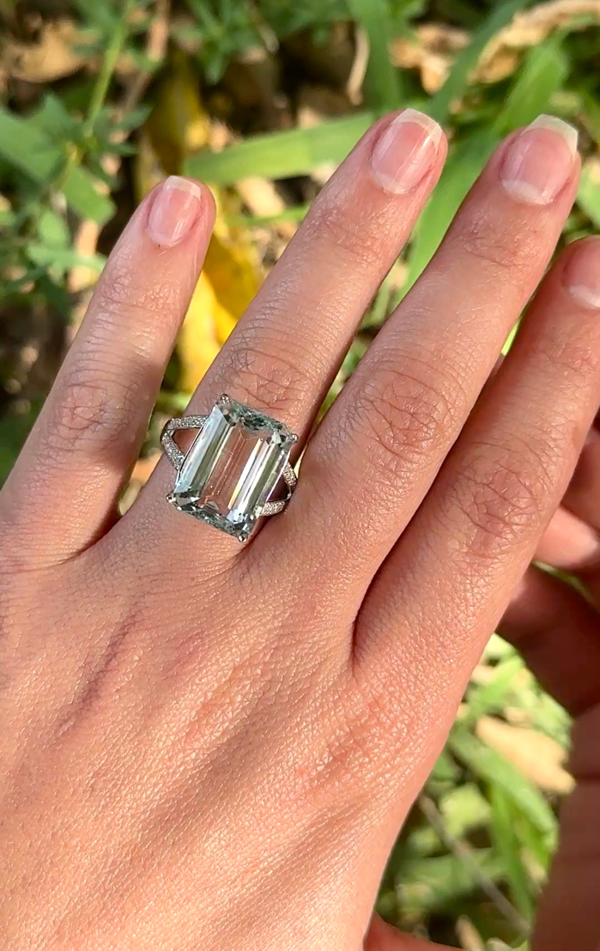 Aquamarine and Diamond Ring