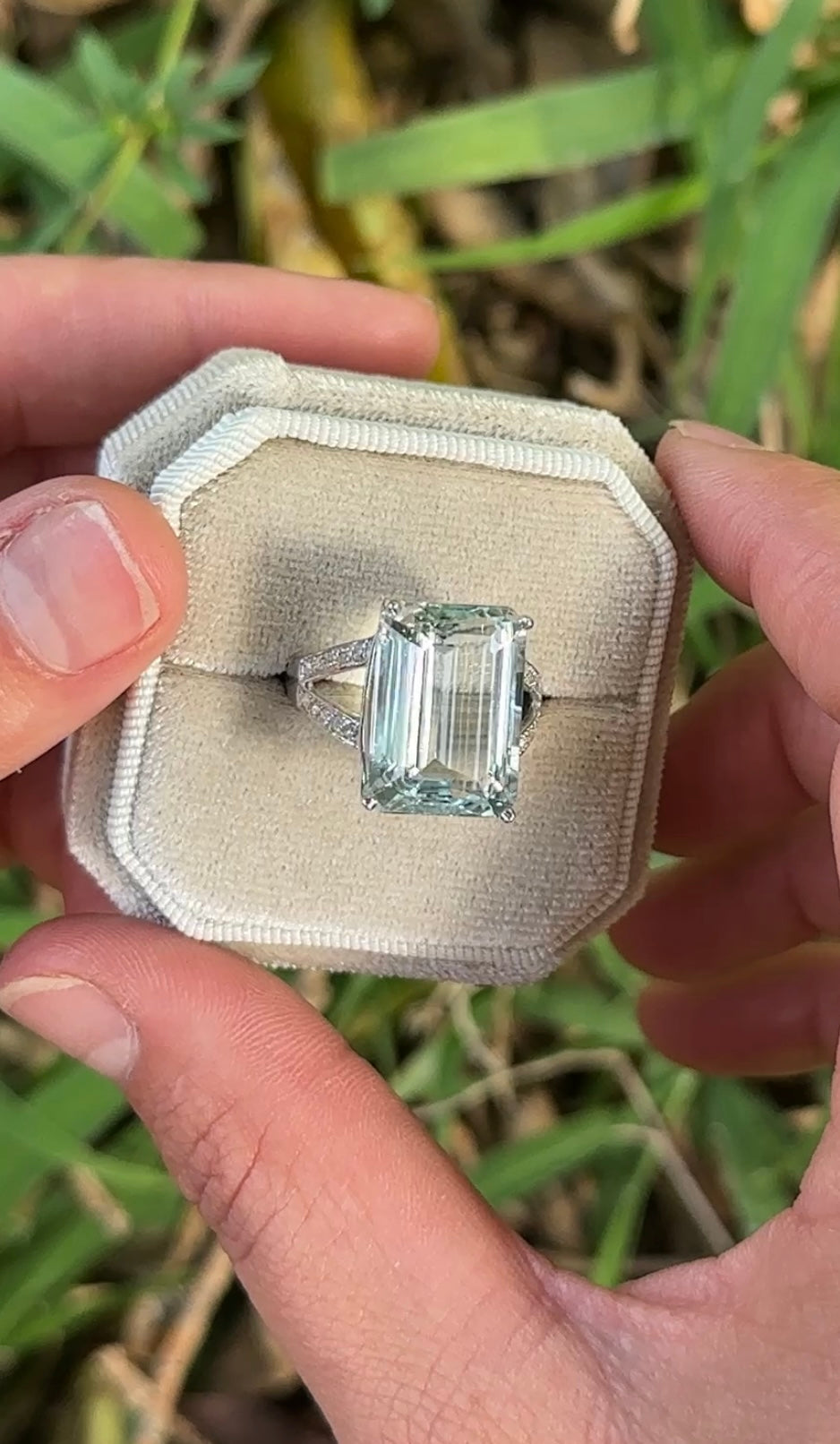 Aquamarine and Diamond Ring