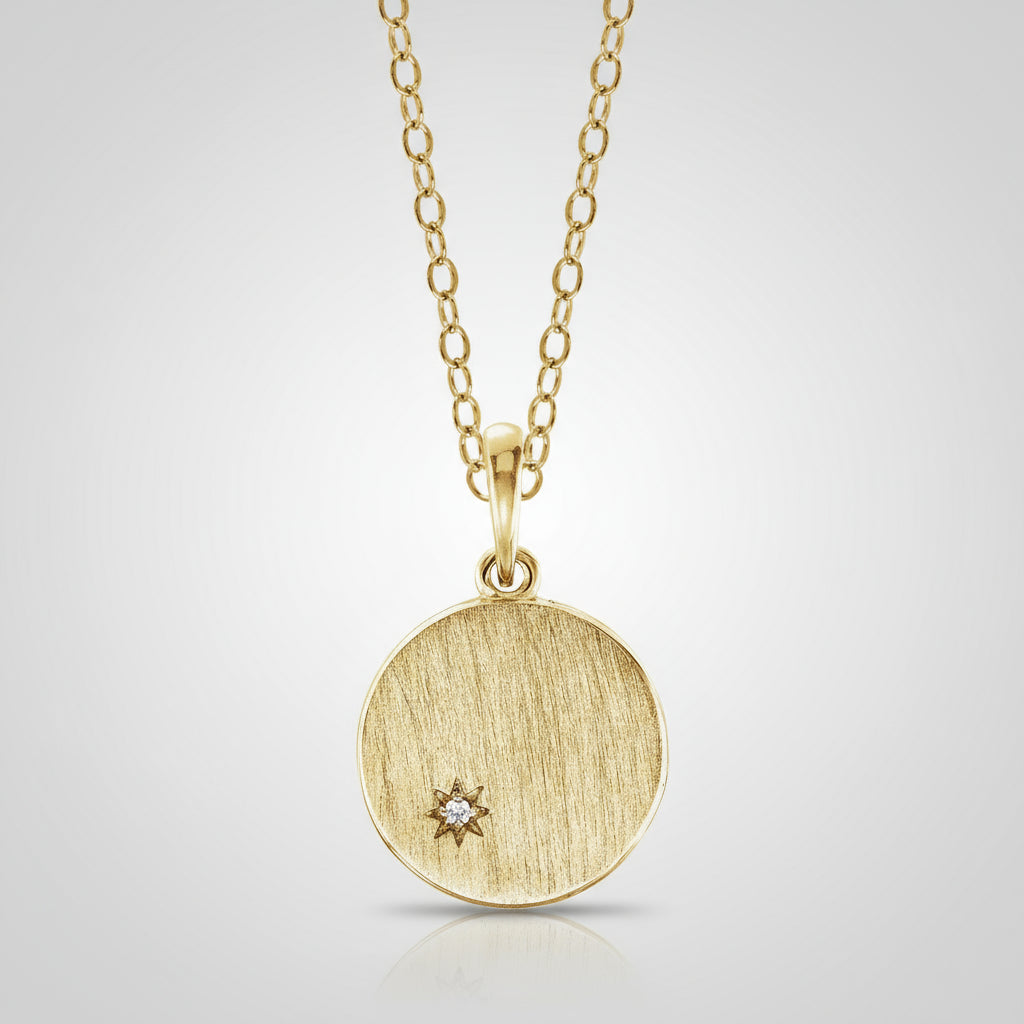 Diamond Disc Initial Engraveable Pendant