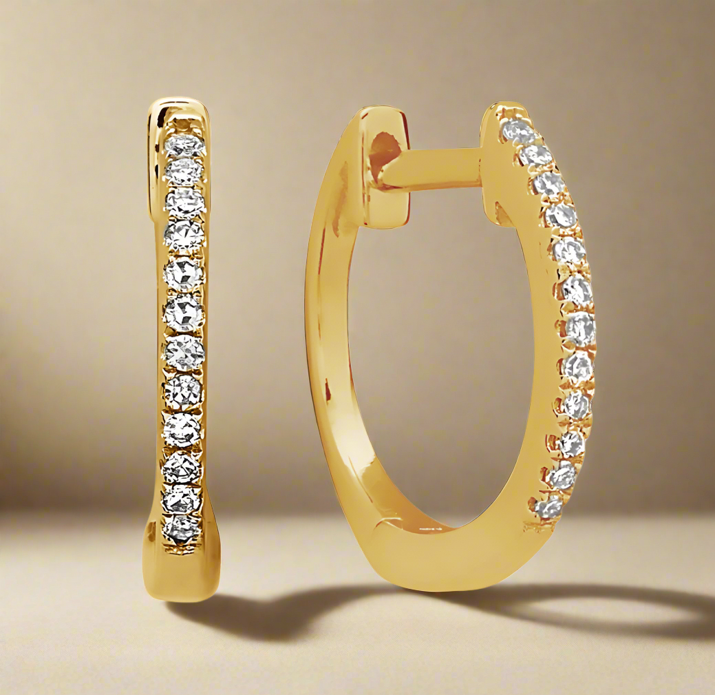 Gold mini diamond hoop earrings