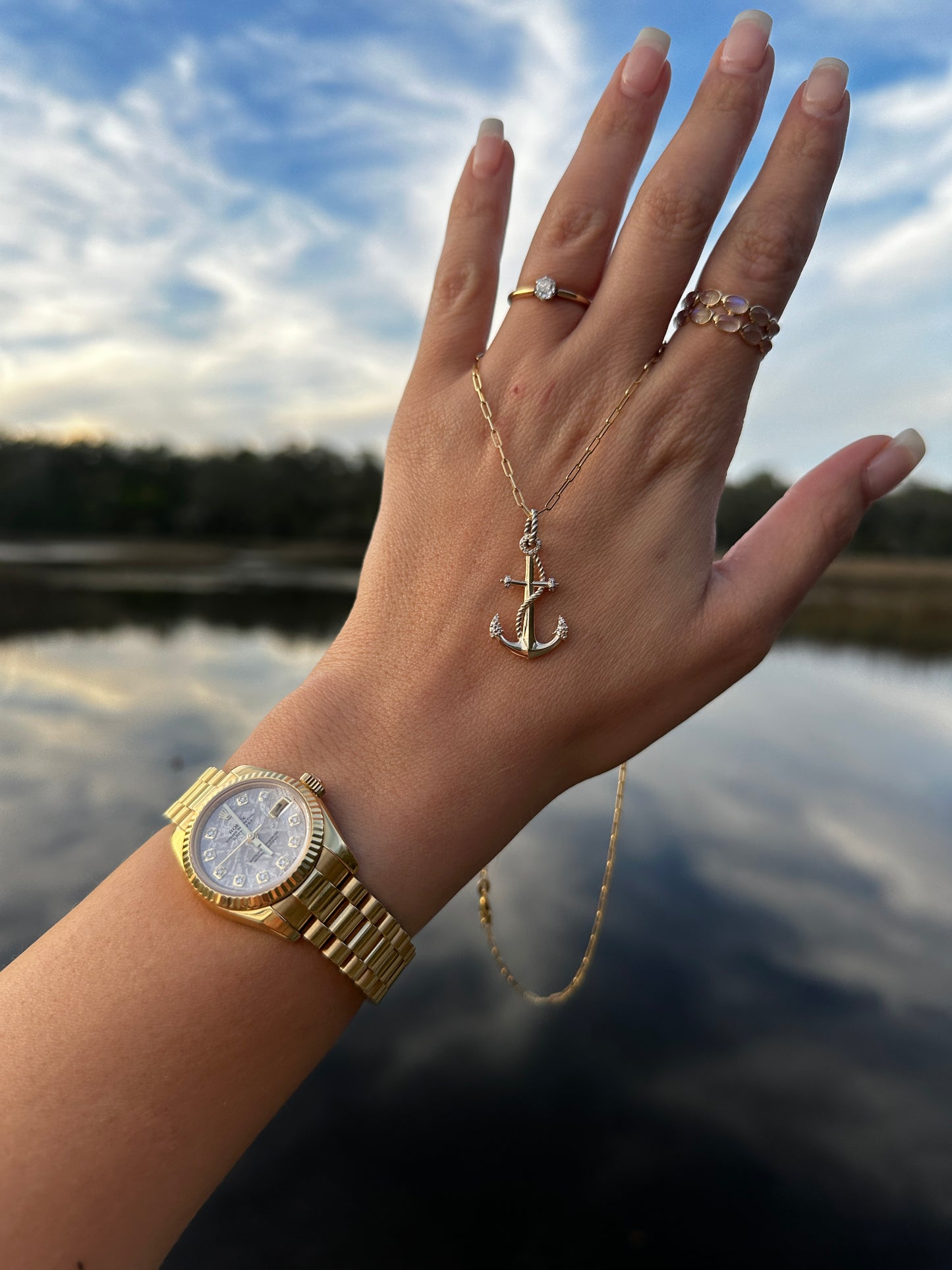 Diamond Anchor Pendant