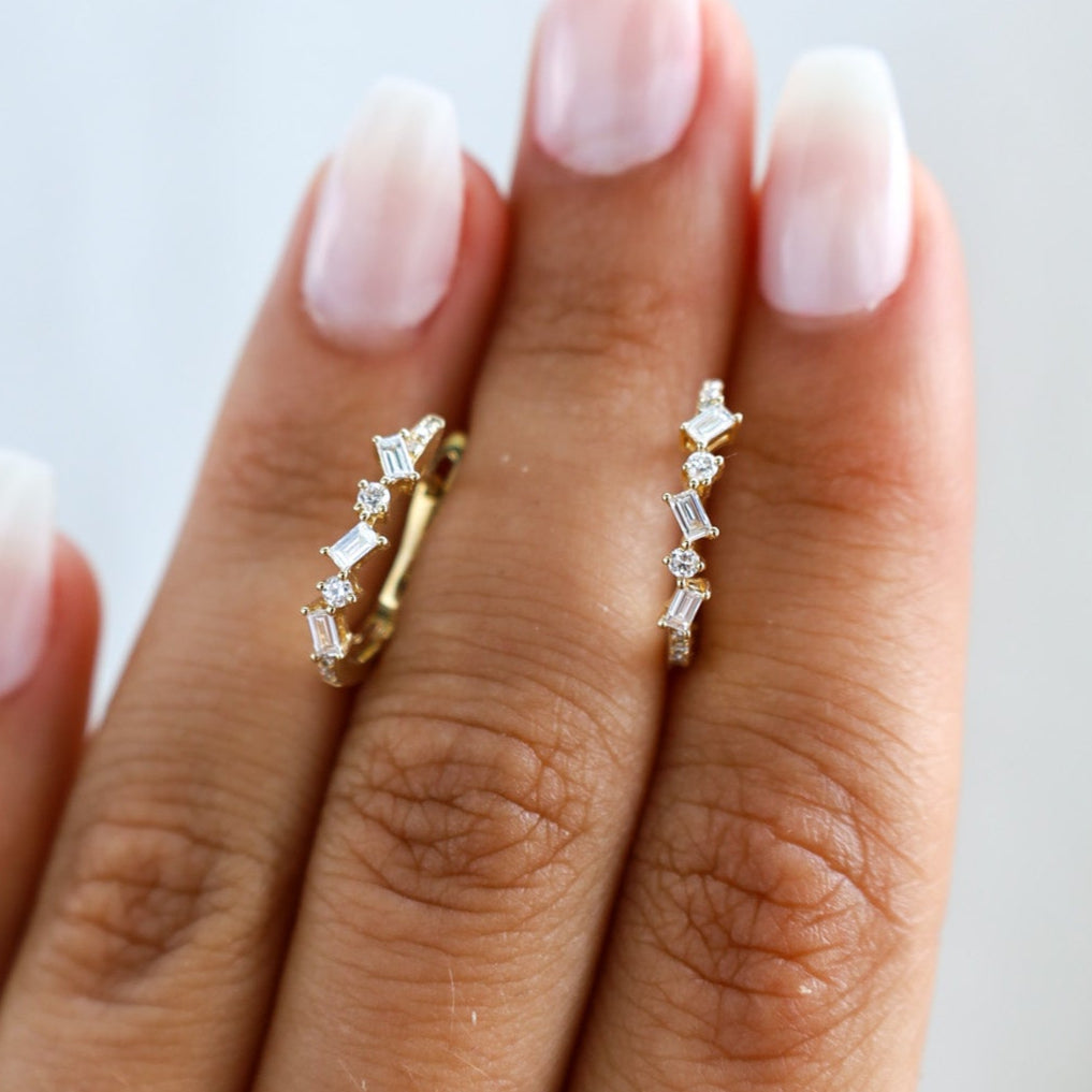Fancy Shaped Diamond Hoop Earrings