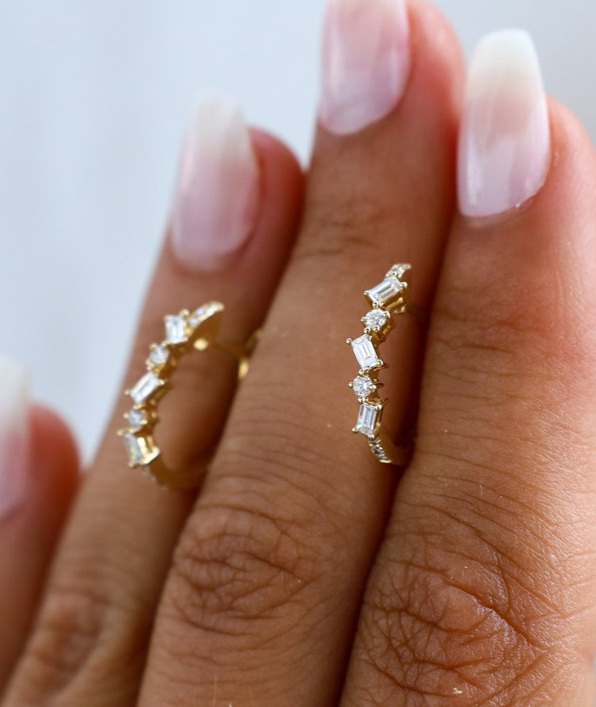 Fancy Shaped Diamond Hoop Earrings