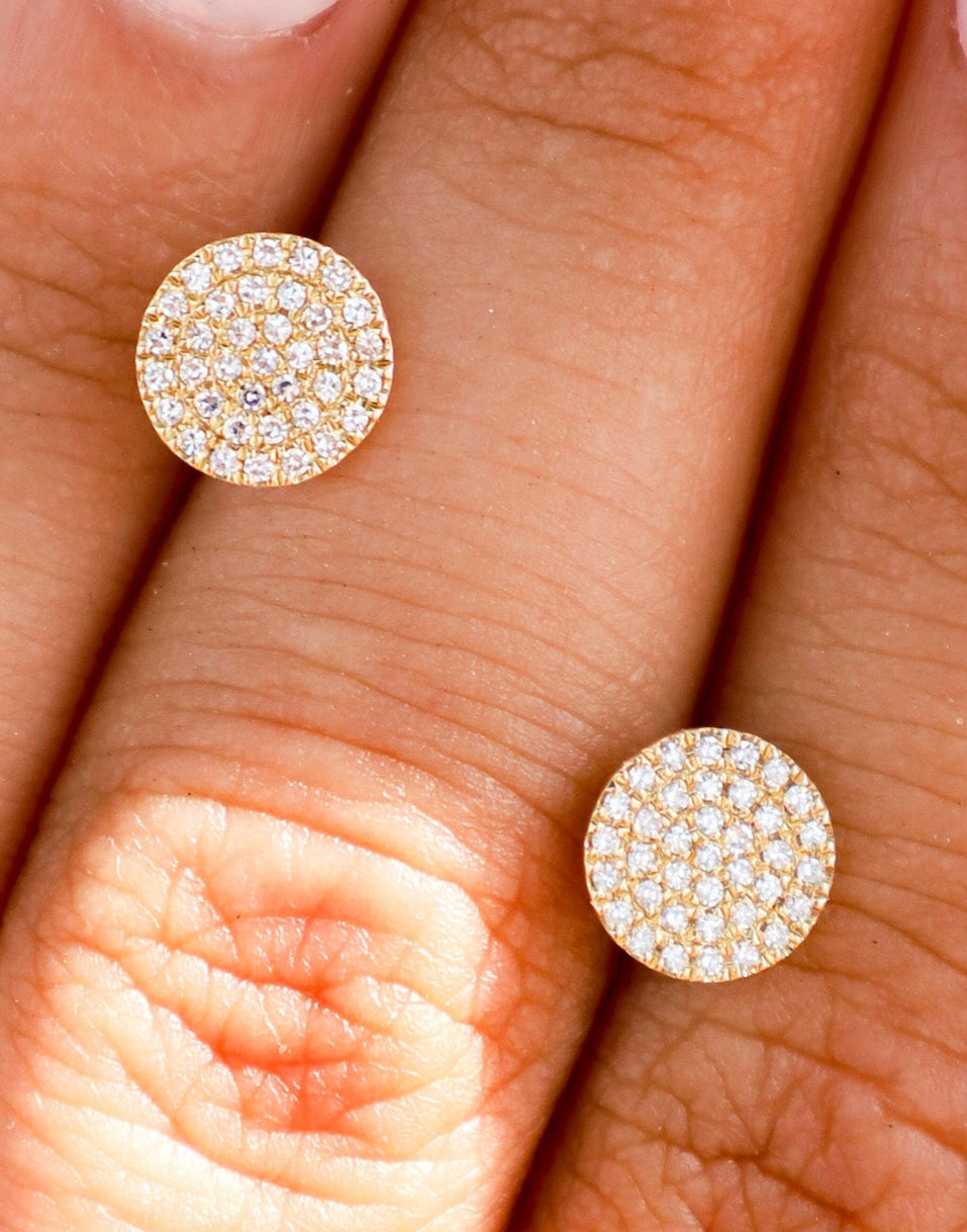 Gold Diamond Disc Earrings