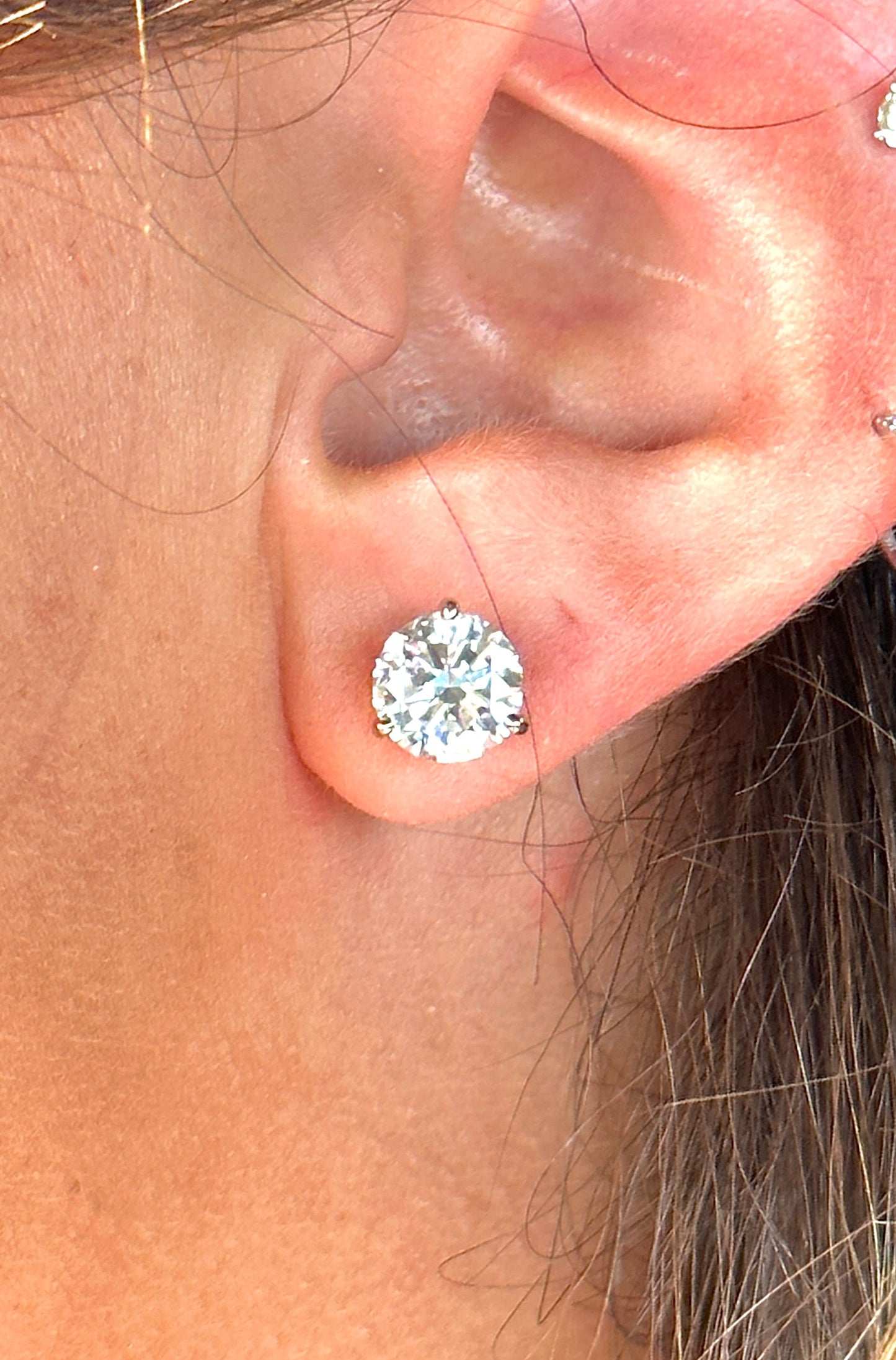 Natural Diamond Studs Three Prong