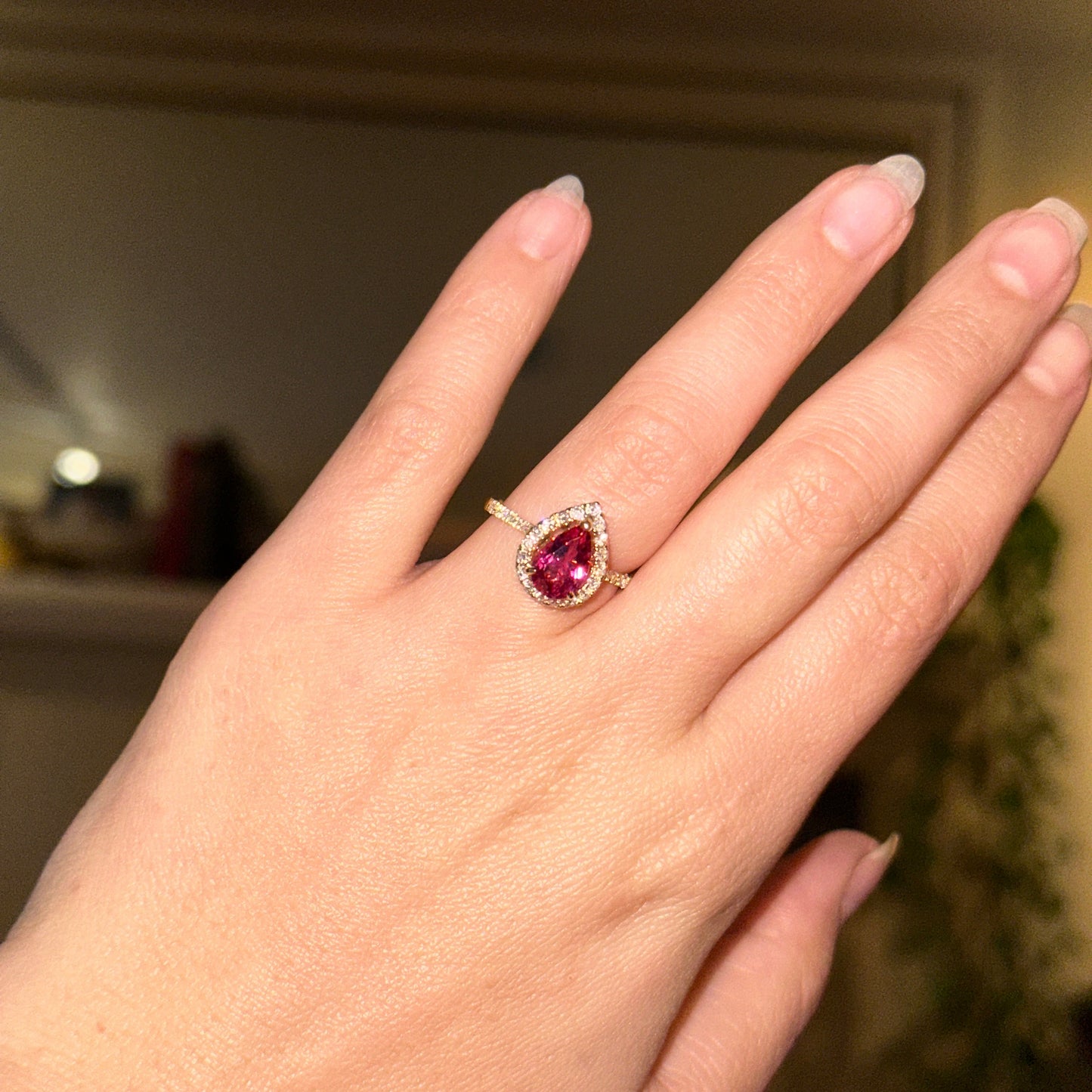 Pink Tourmaline and Diamond Ring