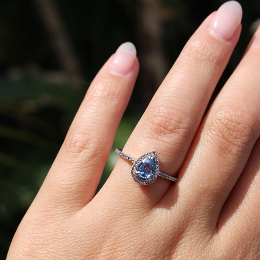 Sapphire and Diamond Ring 14K White Gold