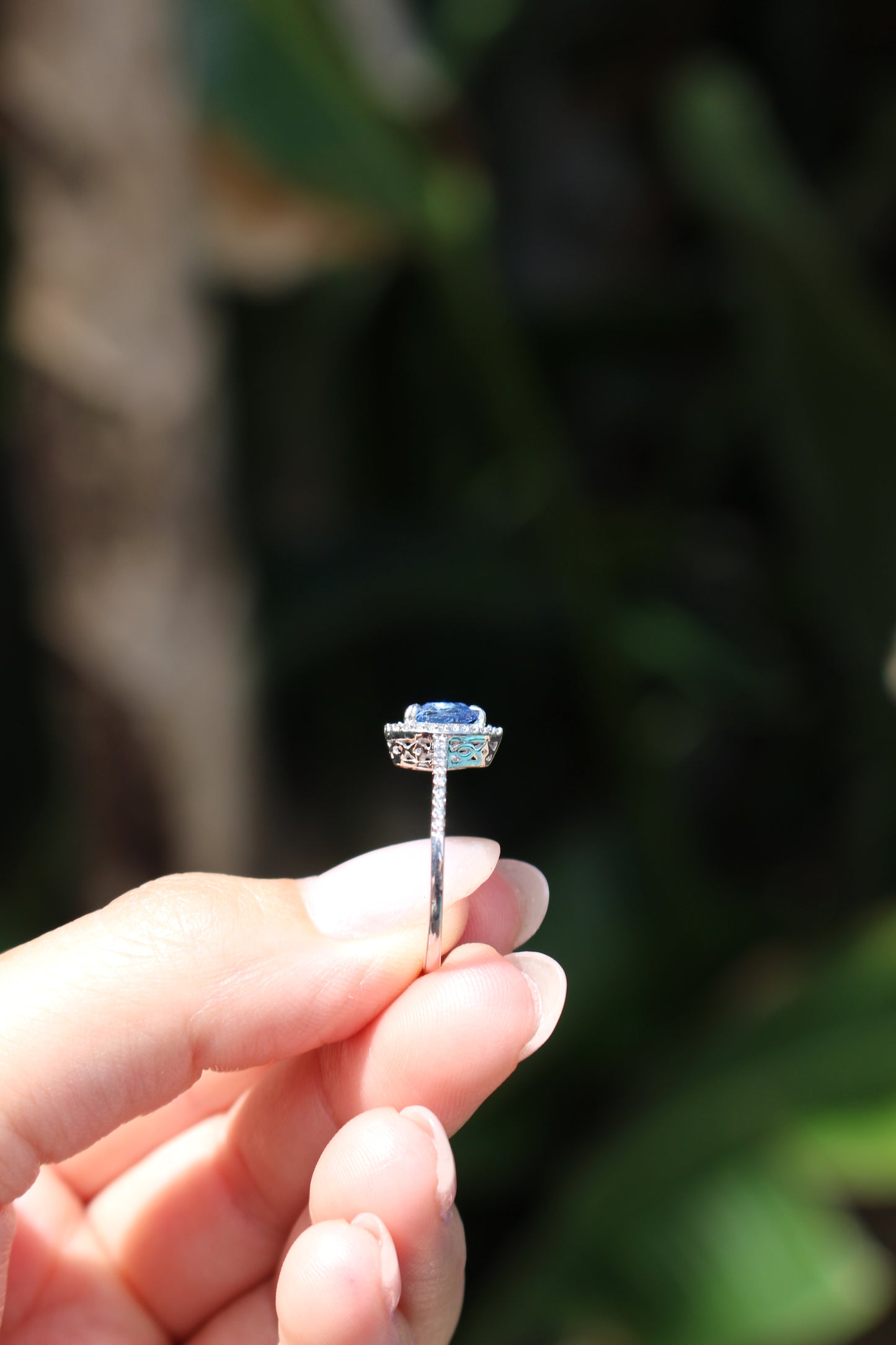 Sapphire and Diamond Ring 14K White Gold