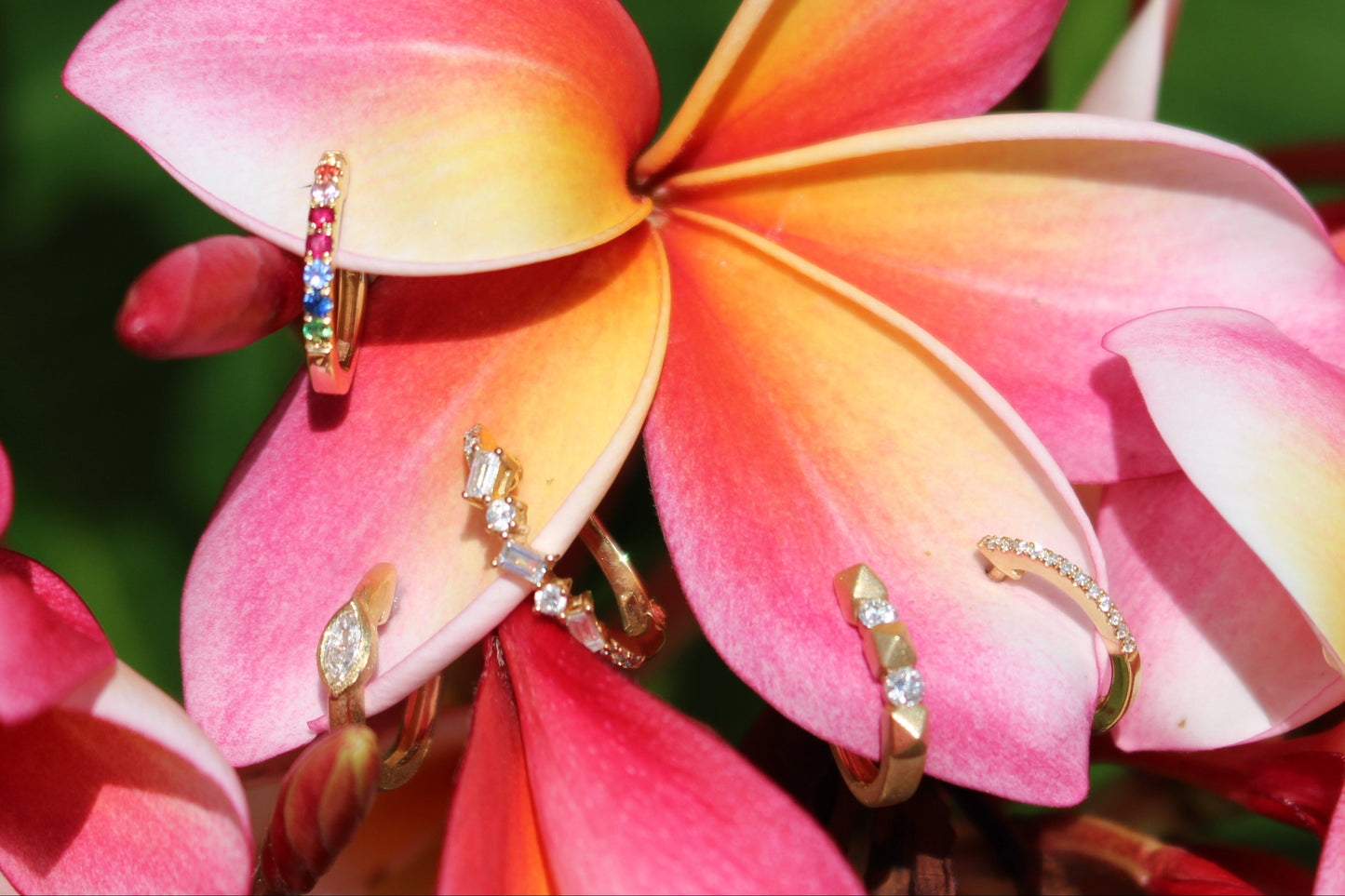 Gold Marquise Diamond Huggies