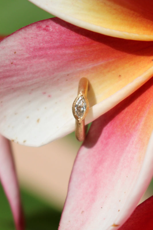 Gold Marquise Diamond Huggies