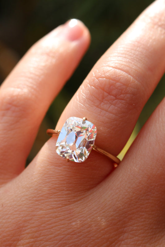 Old Mine Cut Elongated Cushion Engagement Ring