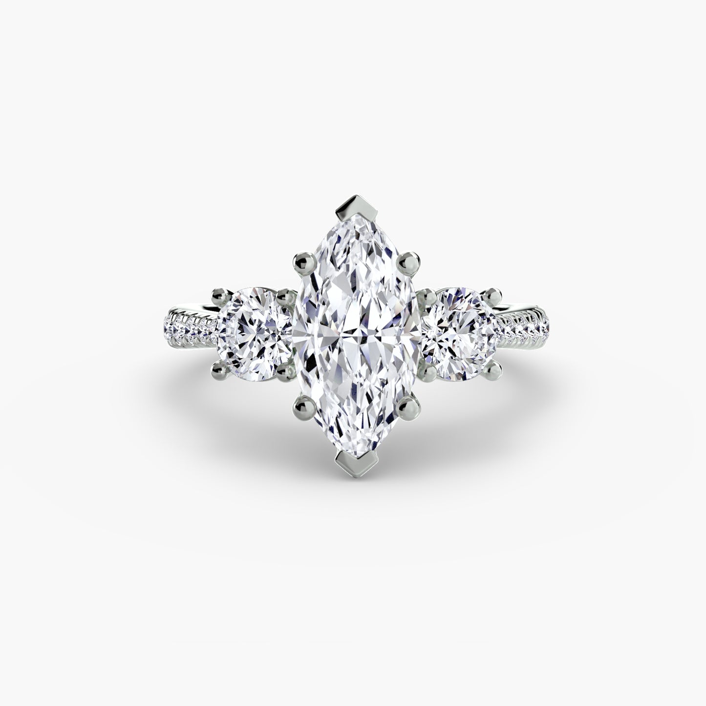 Amy Three Stone Engagement with Pave Band