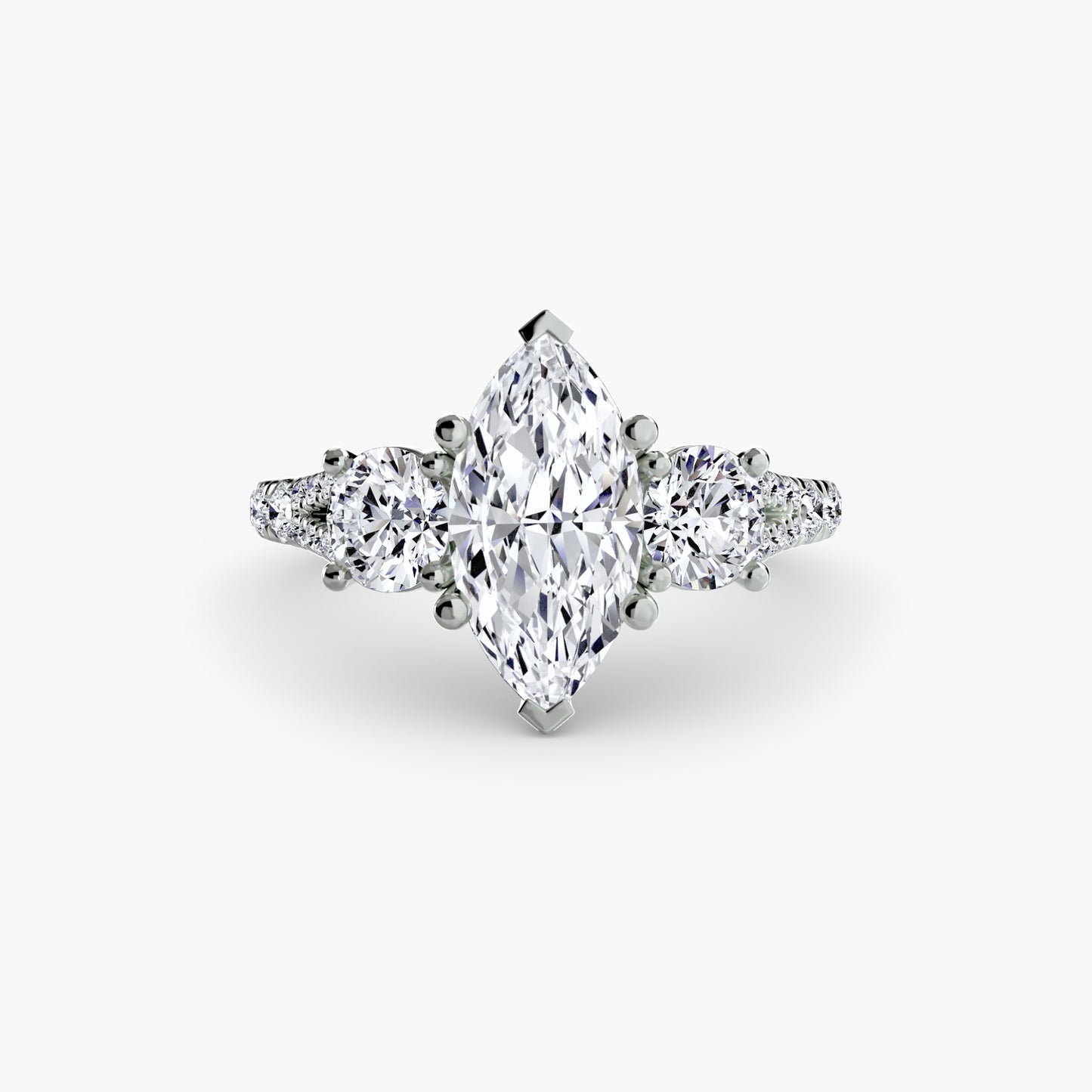 Amy Three Stone Engagement with Pave Band