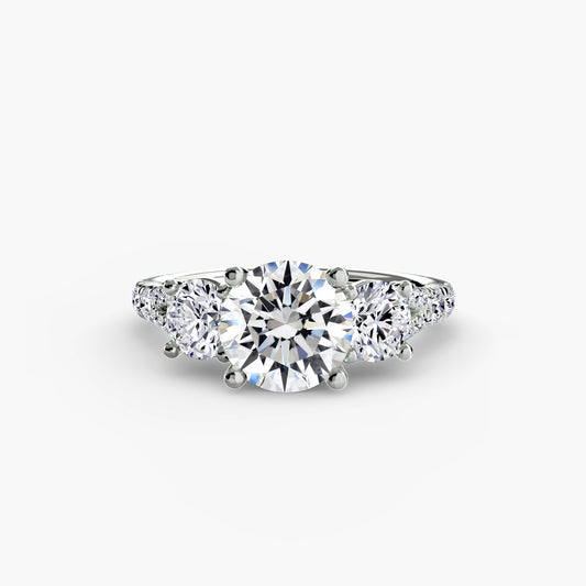 Amy Three Stone Engagement with Pave Band