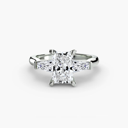 Elsa Three-Stone Ring with Baguette Side Stones