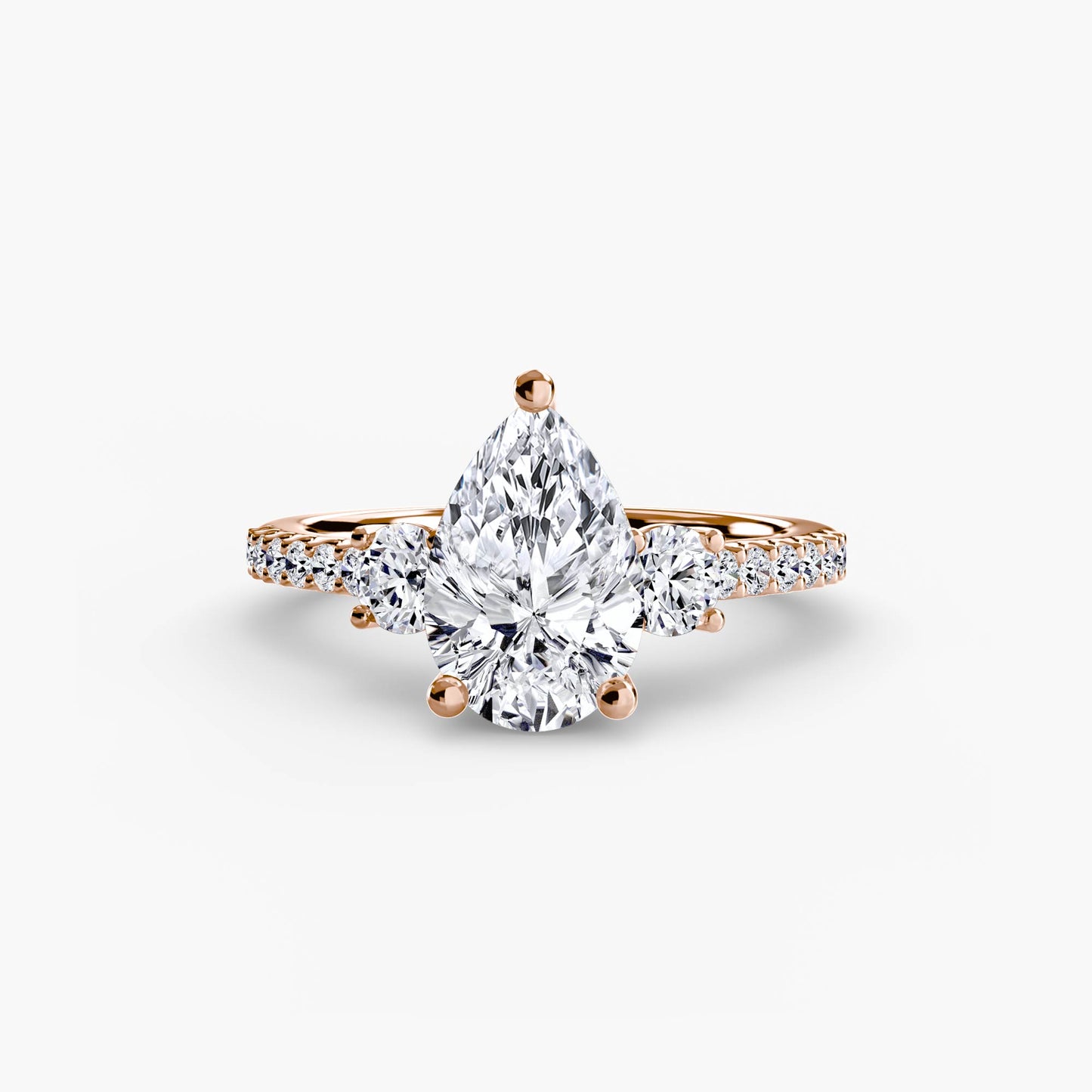 Charlotte Three-Stone Ring with Pavé Band