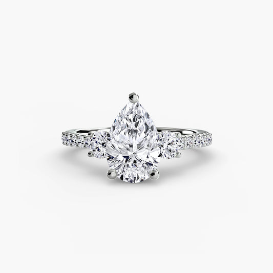 Charlotte Three-Stone Ring with Pavé Band
