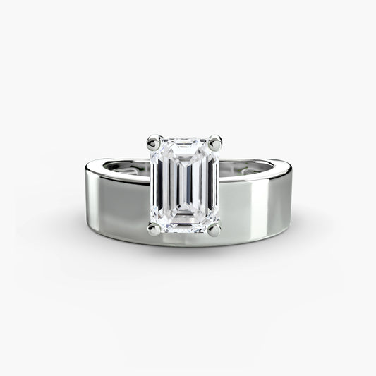 Drew Wide Band Solitaire Engagement Ring