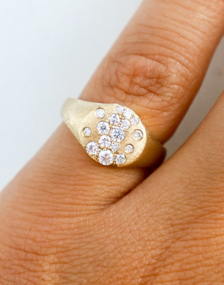 Scattered Diamond Pinky Ring