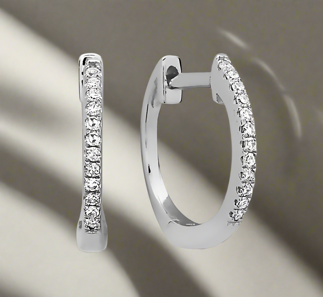 Tiny Diamond Huggies White Gold