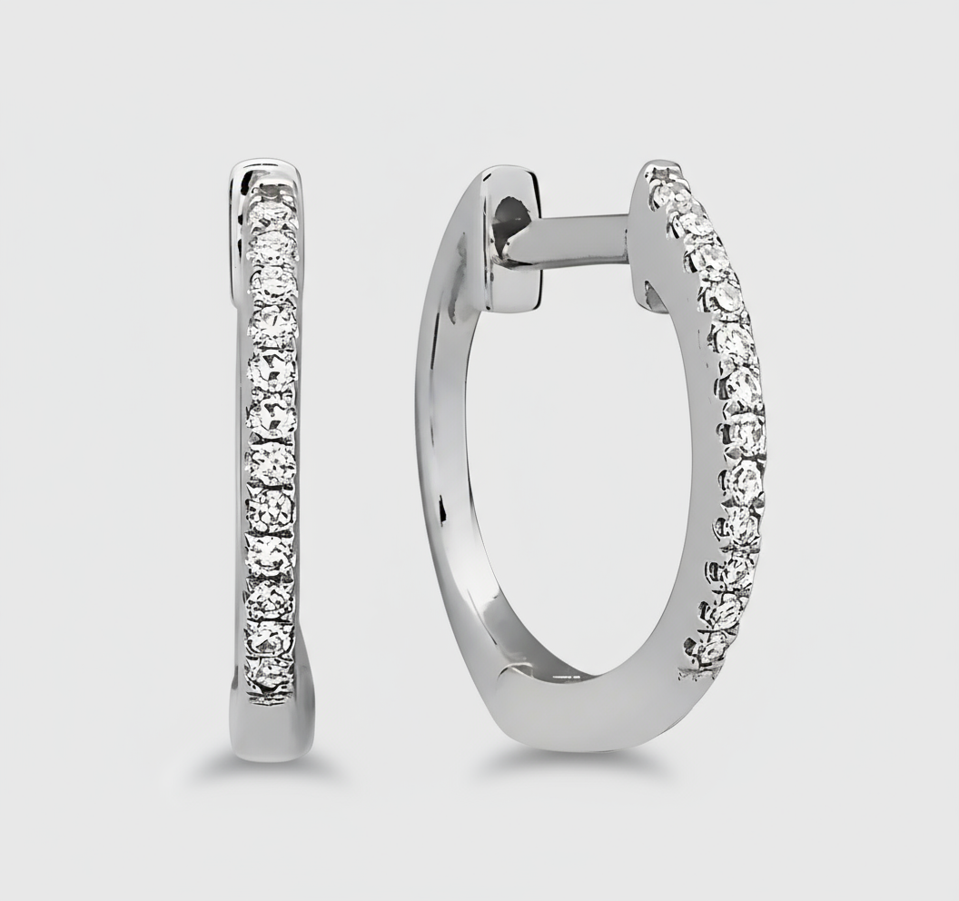 Tiny Diamond Huggies White Gold