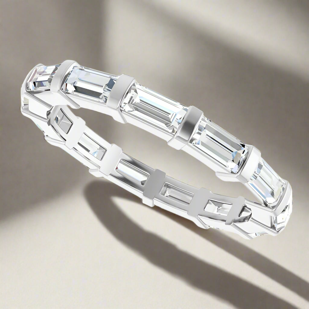 White Gold Baguette Lab Grown Diamond Wedding Band