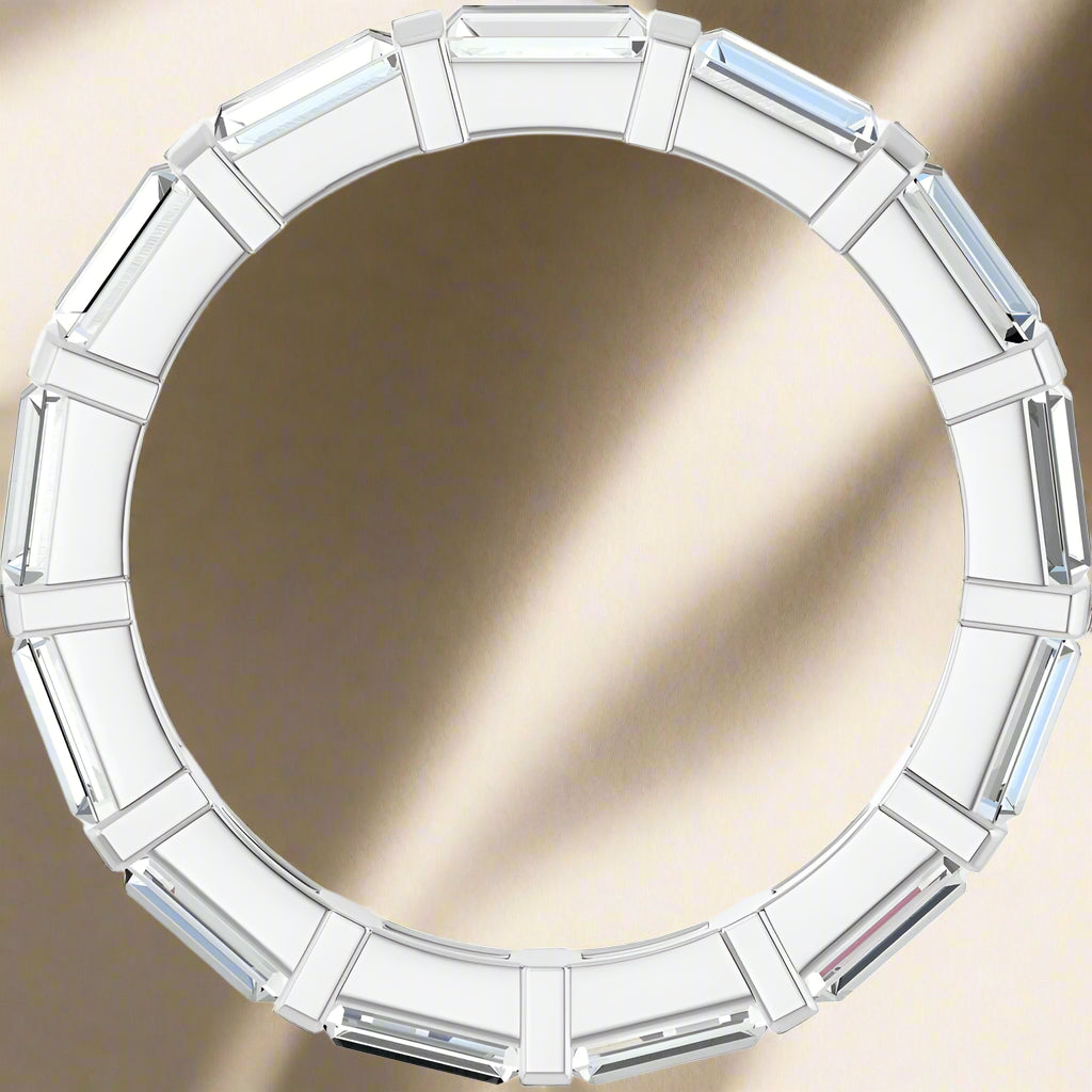 White Gold Baguette Lab Grown Diamond Wedding Band