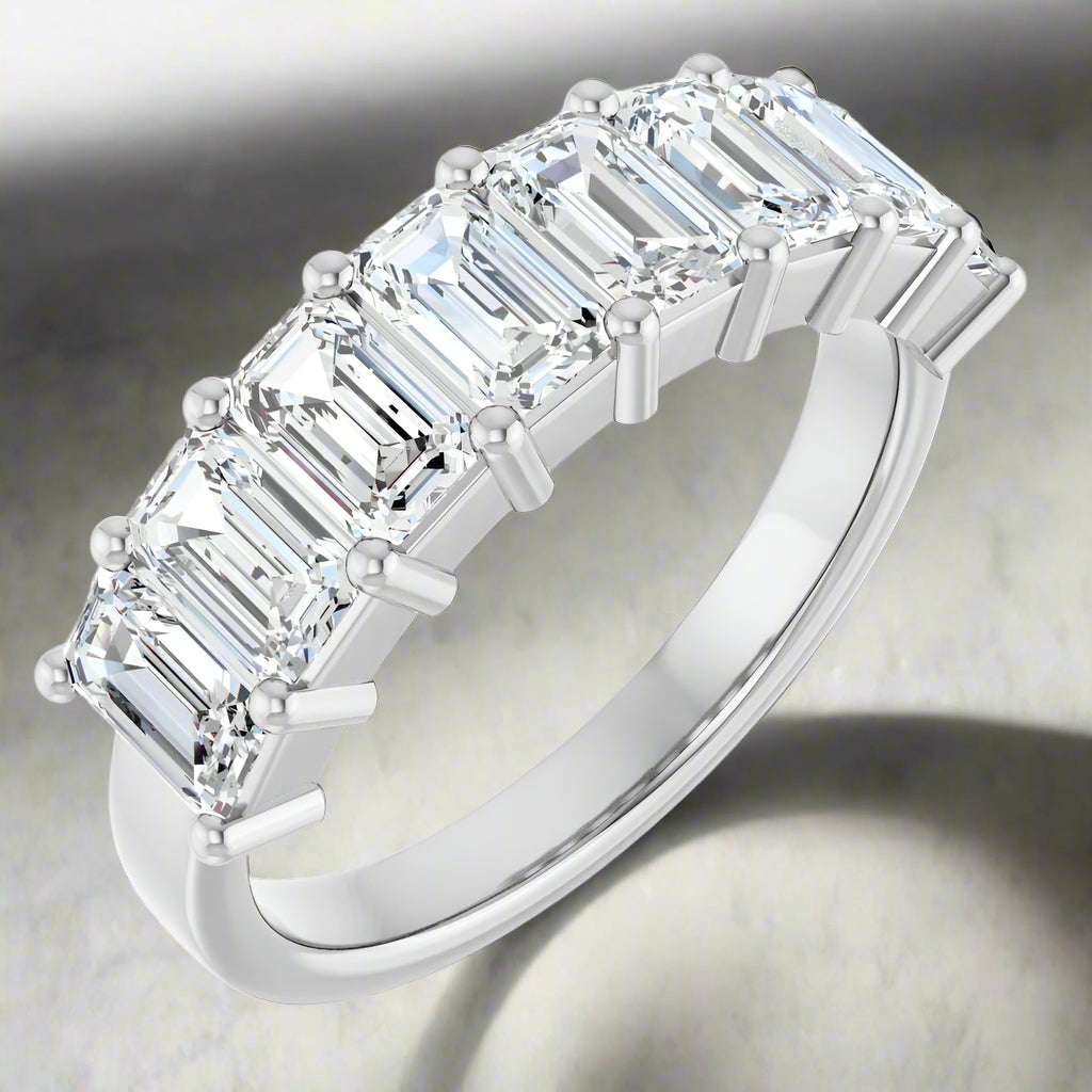 White Gold Emerald Cut Diamond Band