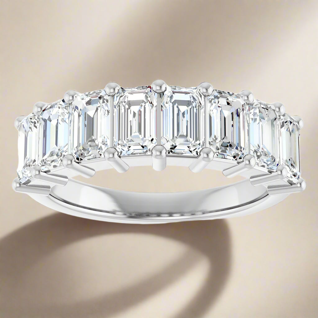 White Gold Emerald Cut Diamond Band