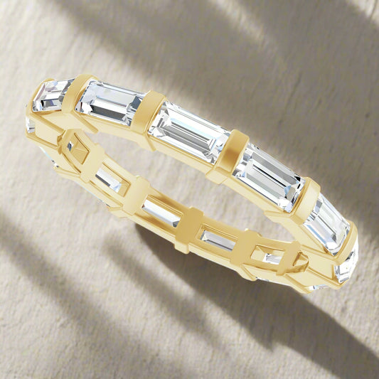 Yellow Gold Baguette Lab Grown Diamond Wedding Band