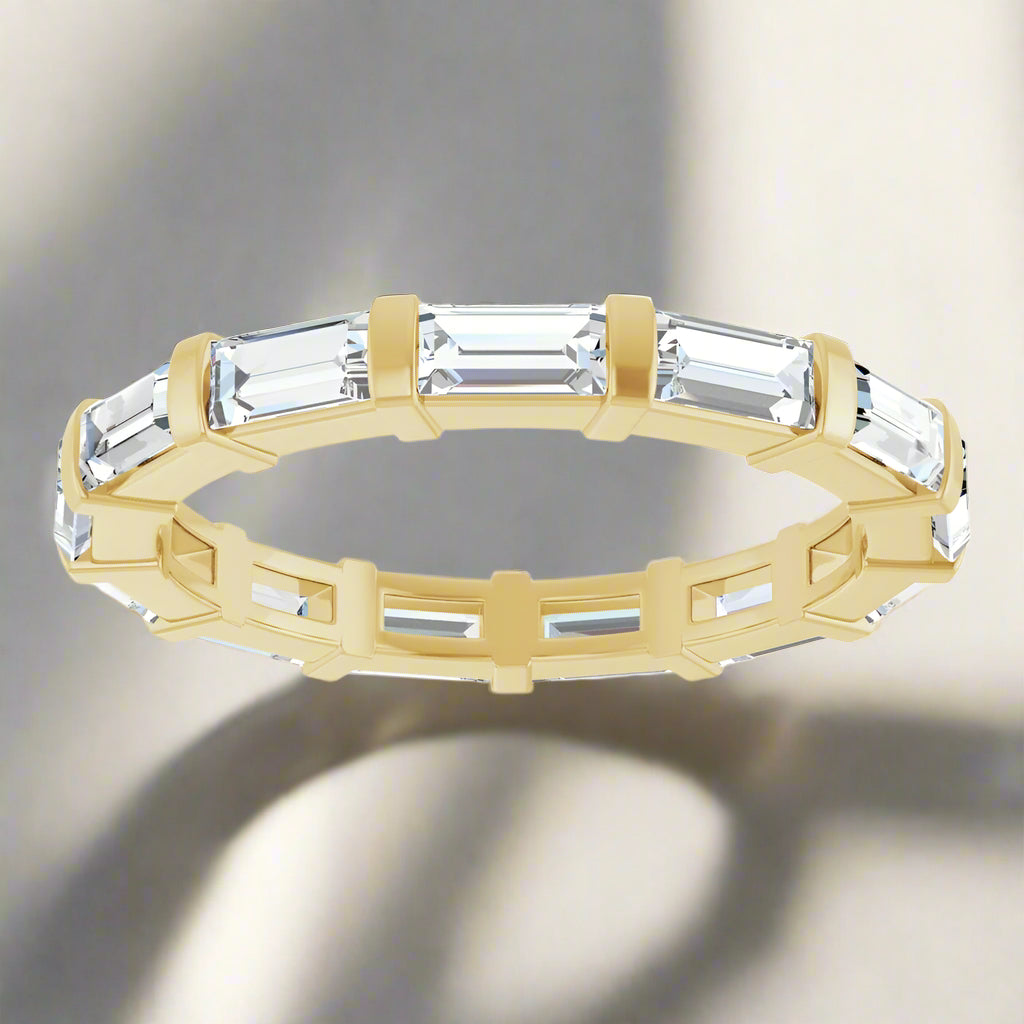 Yellow Gold Baguette Lab Grown Diamond Wedding Band