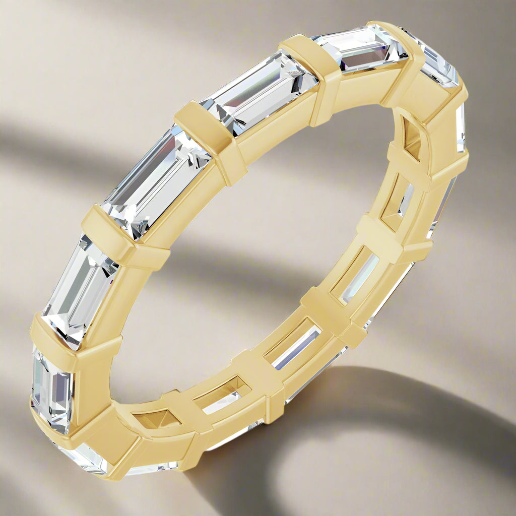 Yellow Gold Baguette Lab Grown Diamond Eternity Wedding Band