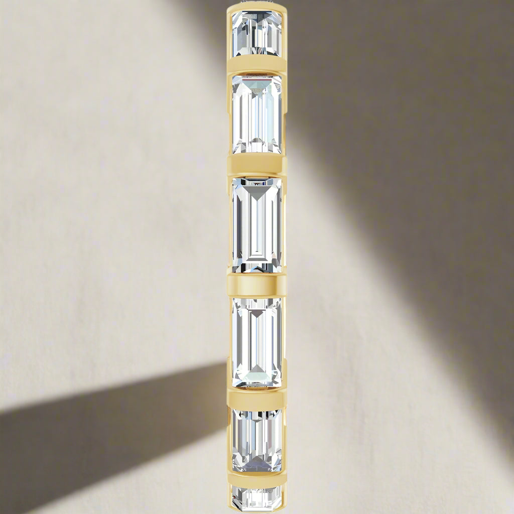 Yellow Gold Baguette Lab Grown Diamond Wedding Band