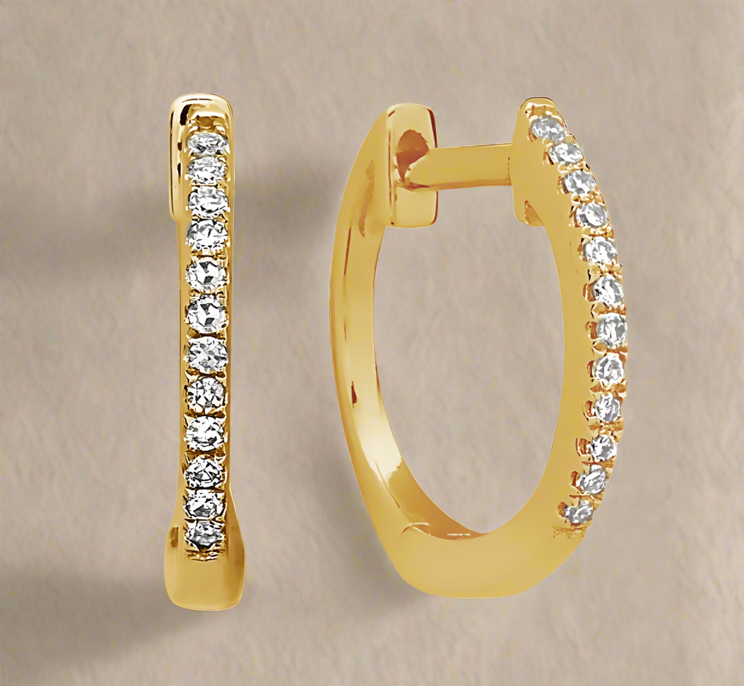 mini diamond hoops yellow gold