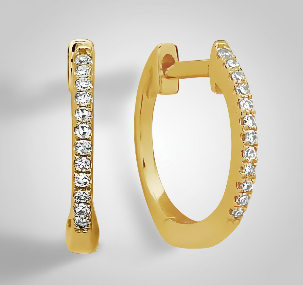 mini diamond hoops yellow gold