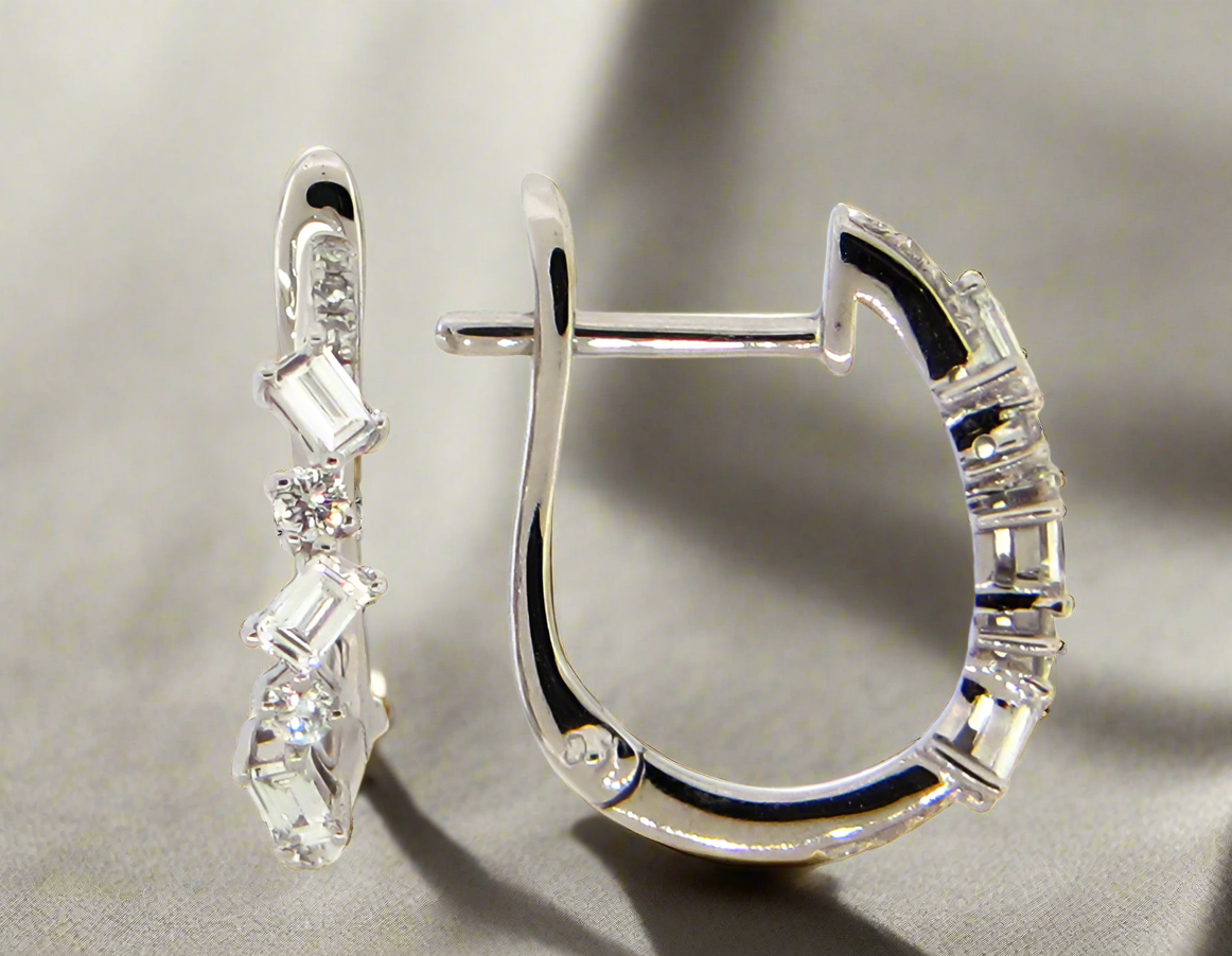 mixed cut diamond earrings