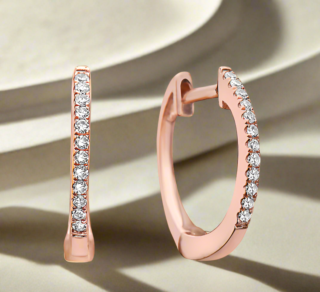 rose gold mini diamond hoops