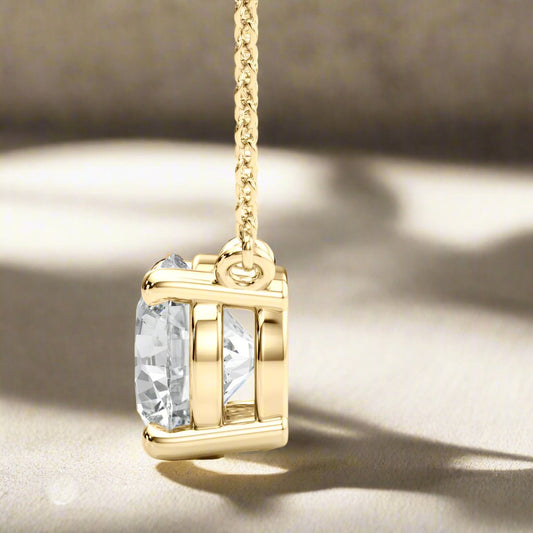 solitaire diamond necklace side view