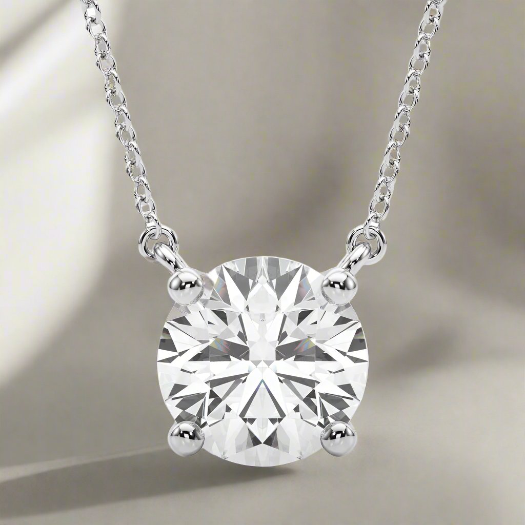 white gold solitaire diamond necklace