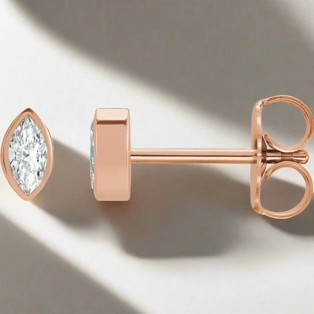 Bezel Set Marquise Diamond Studs
