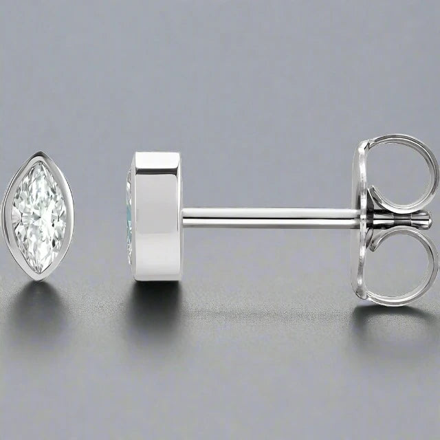 Bezel Set Marquise Diamond Studs