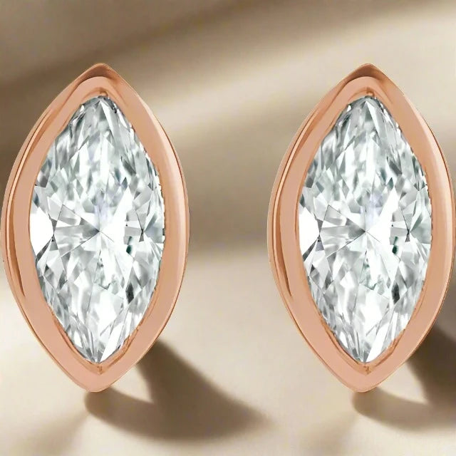 Bezel Set Marquise Diamond Studs