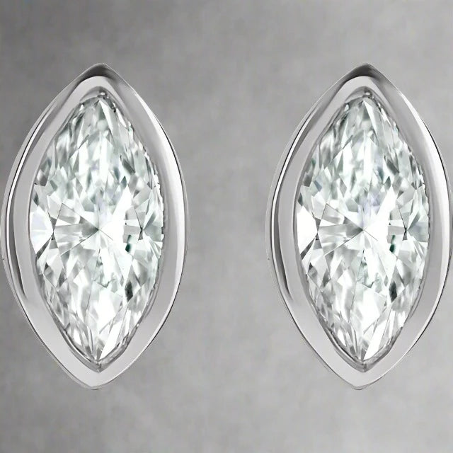 Bezel Set Marquise Diamond Studs