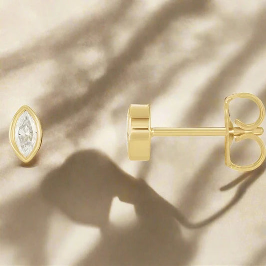 Bezel Set Marquise Diamond Studs