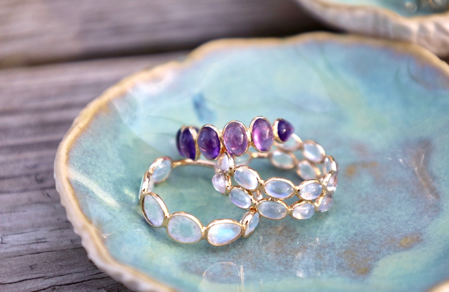 Moonstone Drops of Color Ring