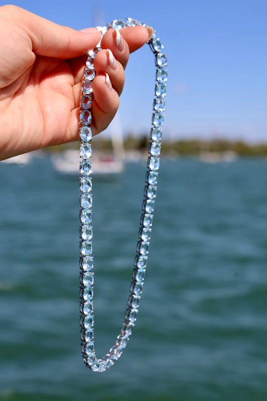 Blue Topaz Tennis Necklace