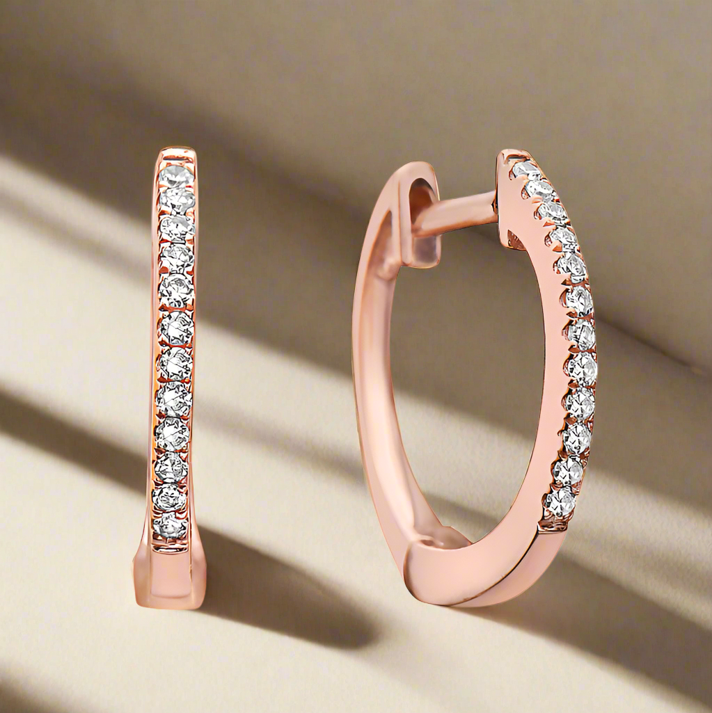 rose gold mini diamond huggies