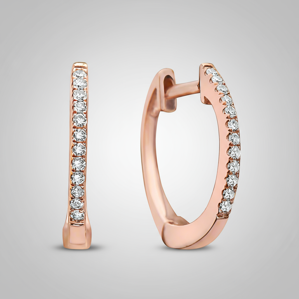 rose gold mini diamond huggies