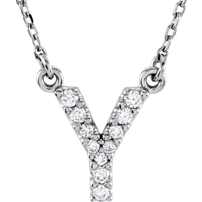 Small Natural Diamond Gold Initial Necklace
